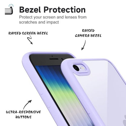 LoeoeL for iPhone SE 2022/2020/ 7/8 Case Clear, Transparent Hybrid SE Phone Case [Hard Plastic & Soft Silicone Bumper] Acrylic Non Yellowing Thin Slim Protective Cover, Purple Lavender - color: Lilac, size: SE / 7 / 8