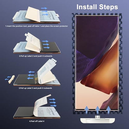 JZG 2 Pack Screen Protectors for Samsung Galaxy Note 20 Ultra with 2 Pack Camera Lens Protectors, Flexible Film, Ultrasonic Fingerprint Compatible, Full Coverage, No Edge Lifting
