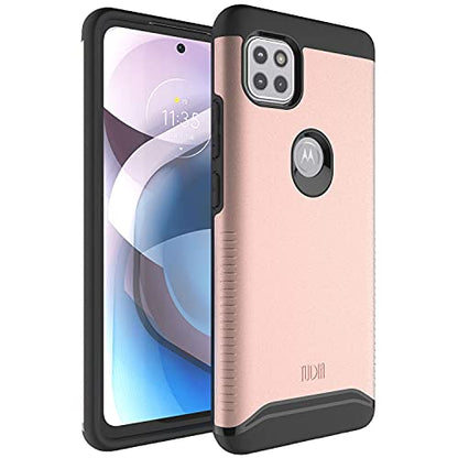 TUDIA DualShield Designed for Motorola One 5G ACE Phone Case 2021, [Merge] Shockproof Military Grade Dual Layer Tough Slim Heavy Duty Protection for Moto One 5G UW ACE Case - Rose Gold - color: Rose Gold
