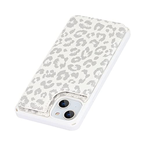Cavor for iPhone 14 Case with Card Holder, Wallet Case for Women Men, White - color: E-White