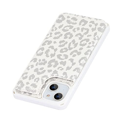 Cavor for iPhone 14 Case with Card Holder, Wallet Case for Women Men, White - color: E-White