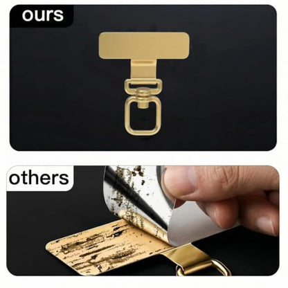 360°Rotatable Metal Phone Tether Tab for iPhone，Cell Phone Lanyard Replacement Part for All Full Phone Cases - color: A1-black+gold-short Thin Strip