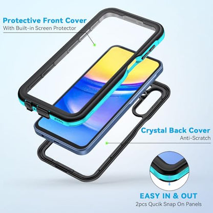 Lanhiem for Samsung Galaxy A15 5G Phone Case, IP68 Waterproof Dustproof Cover with Screen Protector, Heavy Duty Full Body Protective Case for Samsung Galaxy A15 5G, Blue/Clear - color: Blue