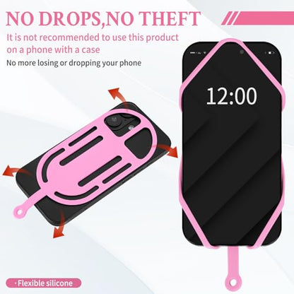 HOTEMIA Silicone Phone Lanyard Holder with Carabiner, Universal Phone Strap,Anti-Theft Phone Case with retractable tether - color: Pink