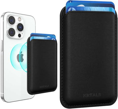 Magnetic Wallet Cell Phone Card Holder for Phone Case with Mag-Safe | Stronger Magnetic RFID Leather Phone Wallet Stick on Series of iPhone 17/16/15/14/13/12 and Pro/Promax, Dark - color: Black, size: 1 Pack