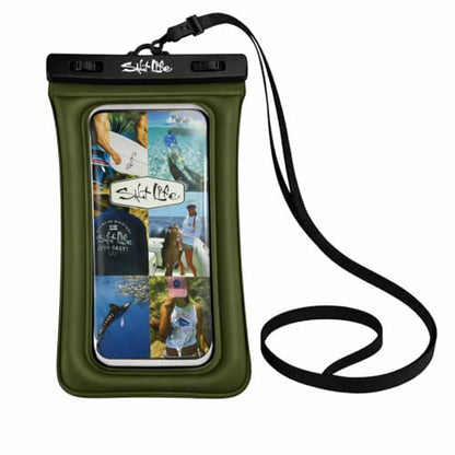 Salt Life Floating Waterproof Phone Case– IPX8 100% Waterproof Phone Case that Floats in Water, Universal Phone Dry Bag with Touchscreen Clear Window, Secure Seal Closure & Lanyard (Dark Green) - color: Dark Green