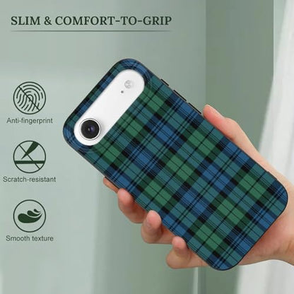 Scottish Plaid Clan Campbell Green Blue Tartan769Anti-yellowing Soft TPU Phone Case for iPhone 17, Shockproof and Scratch-Resistant Case - color: black-style-44