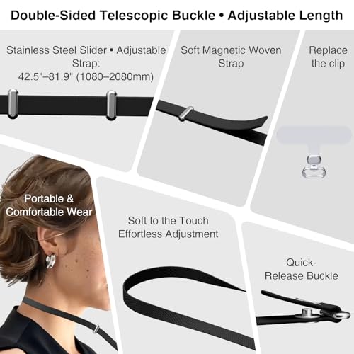 Hokone Lanyard Crossbody Strap for iPhone 17 Series, Adjustable Anti-Theft Neck Holder with Magnetic Strap & Quick Release - color: Sienna
