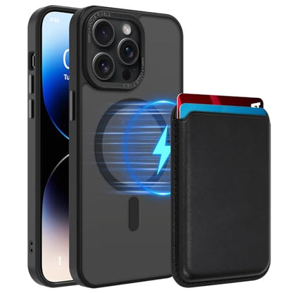 Magnetic Designed for iPhone 14 Pro Max Case 6.7" 2022, Black | [Compatible with Magsafe] [with Wallet & Card Holder] [Military Drop Protection] Slim Translucent Matte Phone Case - color: Black, size: iPhone 14 Pro Max