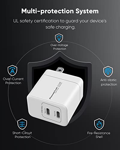 PowerLot USB C Charger, GaN III 35W Dual USB C Wall Charger, PPS Super Fast Charging Block with Foldable Plug for iPhone 15 14 13 12 11, Samsung S23 S22 S21, Pixel 7 6 Pro, MacBook Air, iPad, iWatch - color: White