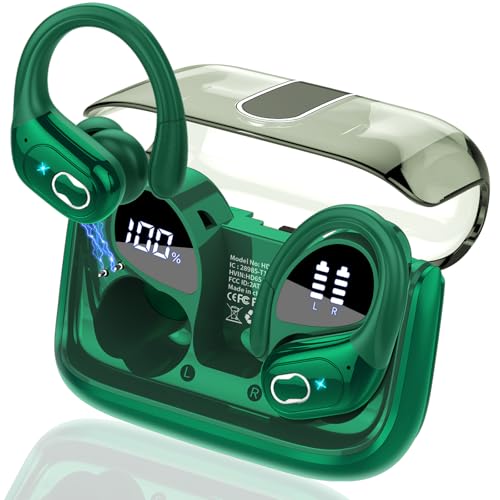 Aptkdoe Wireless Earbuds 75H Bluetooth 5.4 Sport Headphones with Earhooks - color: Dark Green