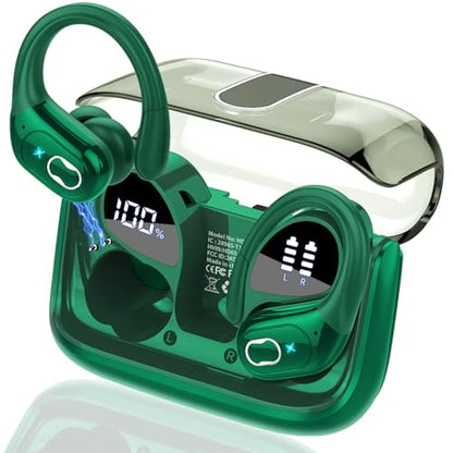 Aptkdoe Wireless Earbuds 75H Bluetooth 5.4 Sport Headphones with Earhooks - color: Dark Green