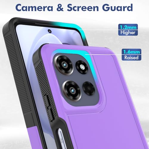 for Motorola Moto G Power 2026 / Moto G Power 2025 Case: Dual Layer Protective Heavy Duty Cell Phone Cover Shockproof Rugged with HD Screen Protector Military Protection Bumper Tough, Purple - color: Purple (PC) + Black (TPU)