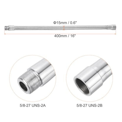 PATIKIL 16" Microphone Gooseneck, 5/8"-27 Thread Metal Universal Hose Flexible Arm Gooseneck Tube Extension for Multifunction DIY, Silver Tone - color: Silver Tone, size: 16"