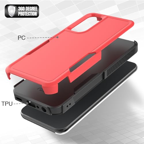 MDCN Compatible with Galaxy A25 5G Case: Dual Layer Protective Heavy Duty Cell Phone Cover Shockproof Rugged with HD Screen Protector - Military Protection Bumper Tough, Red - color: Red (PC) + Black (TPU)