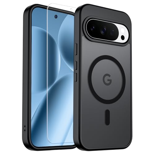 SUPFINE Magnetic for Google Pixel 10 Pro XL Case with Screen Protector, (Built-in Magnets) ((Military Grade Drop Protection) Slim Translucent Shockproof Phone Case,Black - color: Black, size: Pixel 10 Pro XL 6.8"
