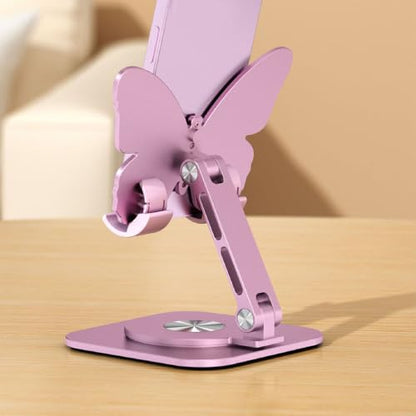 Phone Stand, Butterfly Shape Aluminum Alloy Mobile Phone Holder, Height Adjustable, Foldable Portable Stand, for Desktop Tablet (1PC)