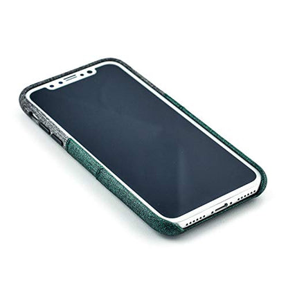 Dockem Luxe Wallet Case for iPhone X/XS: Slim Minimalist Case w/ 2 Credit Card Holder Slots: UltraGrip Canvas Style Synthetic Leather (Green and Grey) - color: Green and Grey