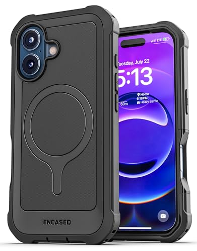 ENCASED for iPhone 17 Case with Built-in Screen Protector, Compatible with MagSafe - Military Grade Protection with 360 Rugged Full-Body Coverage (Black) - size: iPhone 17
