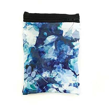 Sprigs Wrist Wallet Running Wristband Pocket for Keys Cards Cash ID Phone - color: Blue Floral
