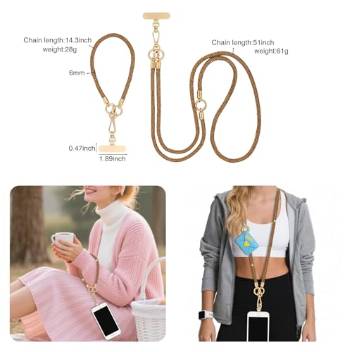 ABJFJE Crystal Phone Lanyard Crossbody & Wrist Strap Phone Strap Crossbody & Wrist Lanyard Anti Theft Phone Strap for Women - color: Brown