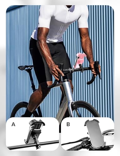 ROCKBROS Bike Phone Holder Security Lock Shockproof Bicycle Phone Mount 2PC - color: 2 Pack - Handlebar Mount Pink + White