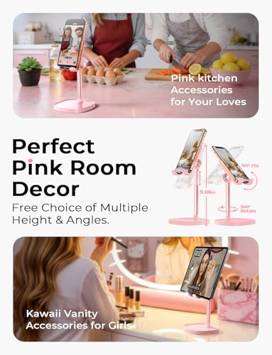 LISEN Cell Phone Stand iPhone Holder for Desk, Pink Gifts for Women Girls - color: A- Pink