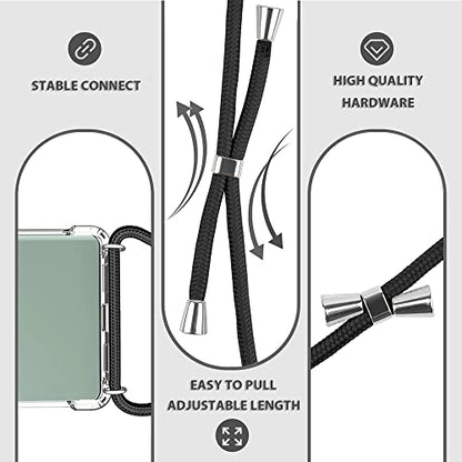 for Google Pixel 6a Lanyard Strap Case Adjustable Cord Neck Shoulder Crossbody Clear Mobile Phone Cover Durable Soft Slim Fit Cover Women Shockproof Phone Case for Pixel 6a - Black - size: for Google Pixel 6a