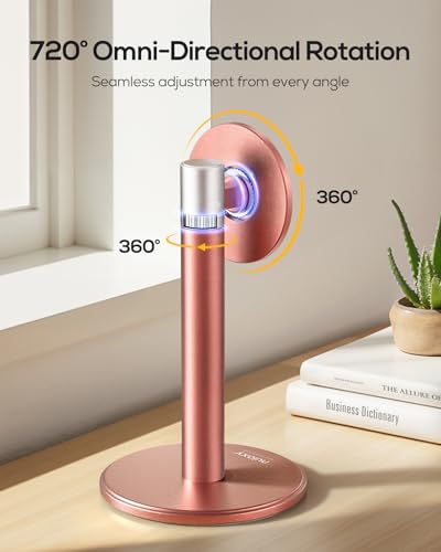 Nulaxy Magnetic Full Aluminum Cell Phone Stand with 360 Rotating, Pink - color: C-Pink