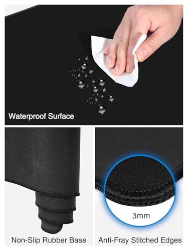 Wireless Charging Mouse Pad, 31.5"x11.8" Large Desk Mat, Smooth Glide - color: Black-31.5"x11.8"