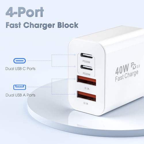 USB C Charger Block 2 Pack, 40W Fast Charging Block - color: Brightening
