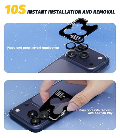 (3 Sets) Orzero Camera Lens Protector Compatible for iPhone 17 Pro&17 Pro Max&16 Pro&16 Pro Max&15 Pro&15 Pro Max&14 Pro&14 Pro Max, [EZ Install] [Case-Friendly] 9H Tempered Glass CD Pattern Lens Cover, Military-Grade Shockproof, HD Clarity Anti-Glare - B