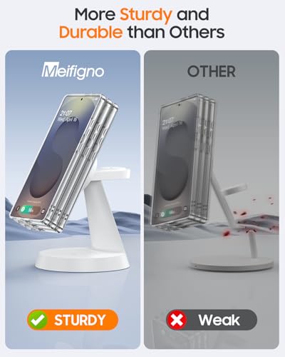Meifigno Magnetic Wireless Charger for Samsung S26Ultra/Galaxy Watch8,White - color: WHITE