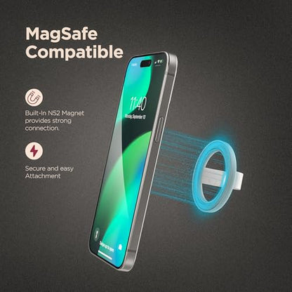 Encased Magnetic Phone Grip Holder (Compatible with MagSafe) Thin Silicone Finger Loop Ring for iPhone (White) - color: White