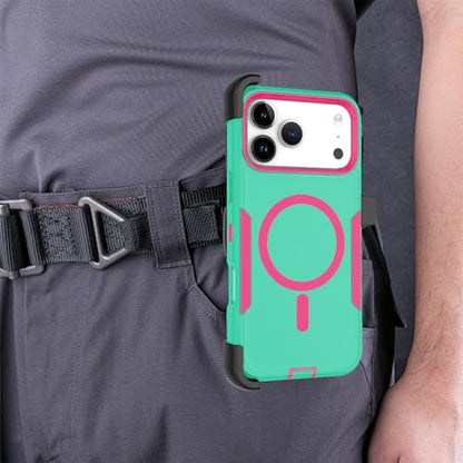 Designed for iPhone 17 Pro Max Case,Green Rose | Compatible with MagSafe,Double protection,Tough Durable,Detachable back clip,Dustproof,No Fading,No Yellowing,Non-Slip - color: Green Rose, size: iPhone 17 Pro Max 6.9”
