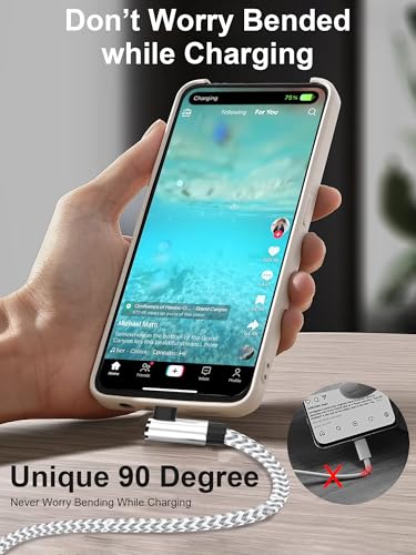 USB C Cable 6ft 2Pack, 60W Fast Charging 90 Degree Nylon Braided Cord - size: 6FT