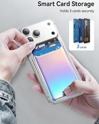 TWZKG for MagSafe Wallet, 3 Cards Holder, Slim Magnetic Phone Wallet for iPhone 17/16/15/14/13/12 Pro Max Plus Air Series,RFID Blocking Vegan Leather,Rainbow - color: Rainbow