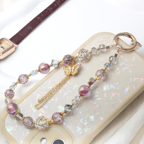 Beaded Phone Wrist Strap, Crystal Key chain Wristlet, Cute Purse Bag Charms - style: Style5