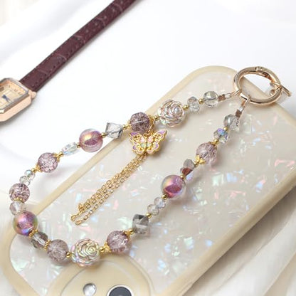 Beaded Phone Wrist Strap, Crystal Key chain Wristlet, Cute Purse Bag Charms - style: Style5