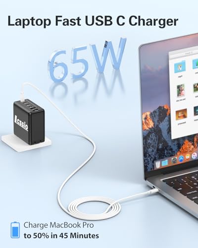 Lcssio 2 Pack 200W USB C Charger with 4 USB Cables, 6-Port Wall Charger - color: Black