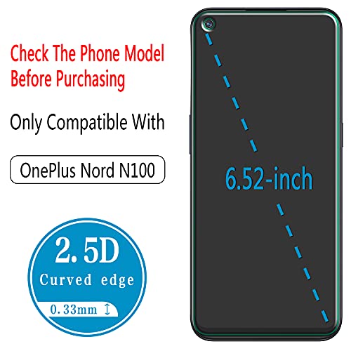 2 Pack Screen Protector for OnePlus Nord N100 Tempered Glass Film - size: OnePlus Nord N100