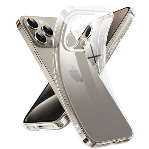 Supdeal Crystal Clear Case for iPhone 15 Pro, [Not Yellowing] [Camera Protection] [Military Grade Drop Tested] Transparent Shockproof Protective Soft Silicone Slim Cover, 6.1 inch, Transparent - color: Transparent, size: iPhone 15 Pro