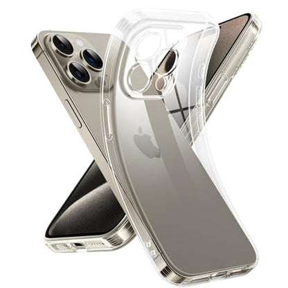 Supdeal Crystal Clear Case for iPhone 15 Pro, [Not Yellowing] [Camera Protection] [Military Grade Drop Tested] Transparent Shockproof Protective Soft Silicone Slim Cover, 6.1 inch, Transparent - color: Transparent, size: iPhone 15 Pro