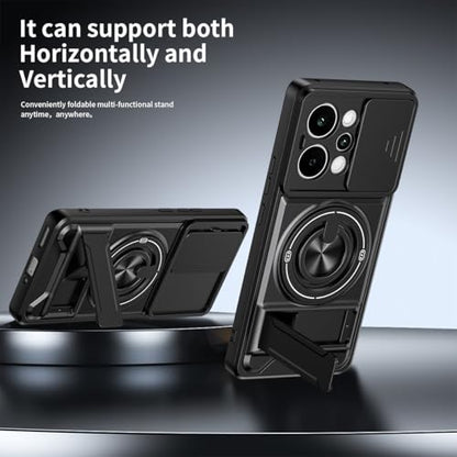 Compatible with Realme P4 Power 5G Case Cover,Compatible with Realme P4 Power 5G RMX5107 with Slide Camera Cover Phone Stand Protective Case Black - color: Black, size: Compatible with Realme P4 Power 5G