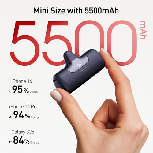 iWALK Portable Charger 5500mAh Next-Gen Small Power Bank 22.5W Fast Charging Battery USB-C Portable Phone Charger for iPhone 18/17/16/15 17 Plus 17 Pro Max iPad, Samsung Galaxy S25 S24 Android, Black - color: Black