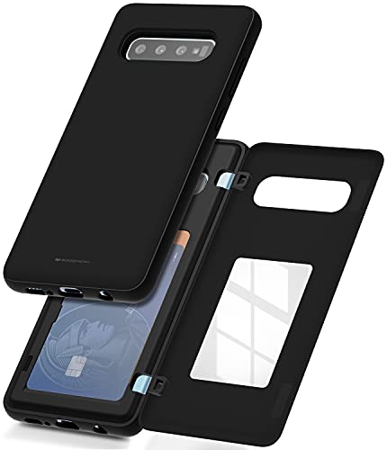 GOOSPERY Magnetic Door Bumper Compatible with Galaxy S10 Plus, Card Holder Wallet Case Easy Magnet Auto Closing Protective Dual Layer Sturdy Phone Back Cover-Black - color: Black, size: Galaxy S10 Plus
