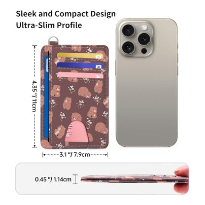 Mayski Slim Wallet, Credit Card Holder for Women, Minimalist Front Pocket RFID Blocking Card Cases, Small Wallet Women Men(Cute Bear) - color: Z-Cute Bear