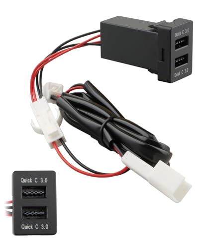 QC3.0 Dual USB Power Socket Car Charger Fit for Toyota Sequoia Highlander Tacoma Tundra 4Runner RAV4 Yaris – Quick Charge Car Charger USB Adapter