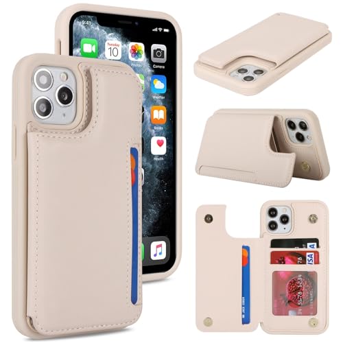 iCoverCase Compatible with iPhone 11 Pro Phone Case with Card Holder, Wallet Case for Women Men RFID Blocking PU Leather Protective Case 5.8 Inch (Beige) - color: Beige