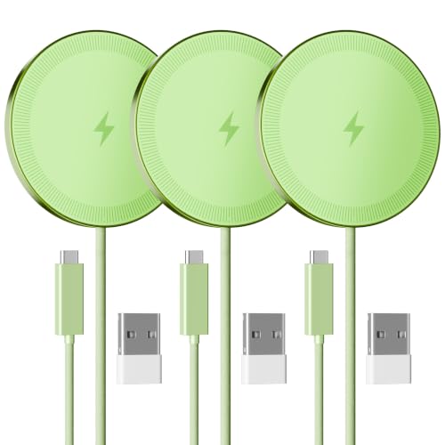 15W Magnetic Fast Charging Pad, Wireless Charger for Apple MagSafe - color: Light Green*3